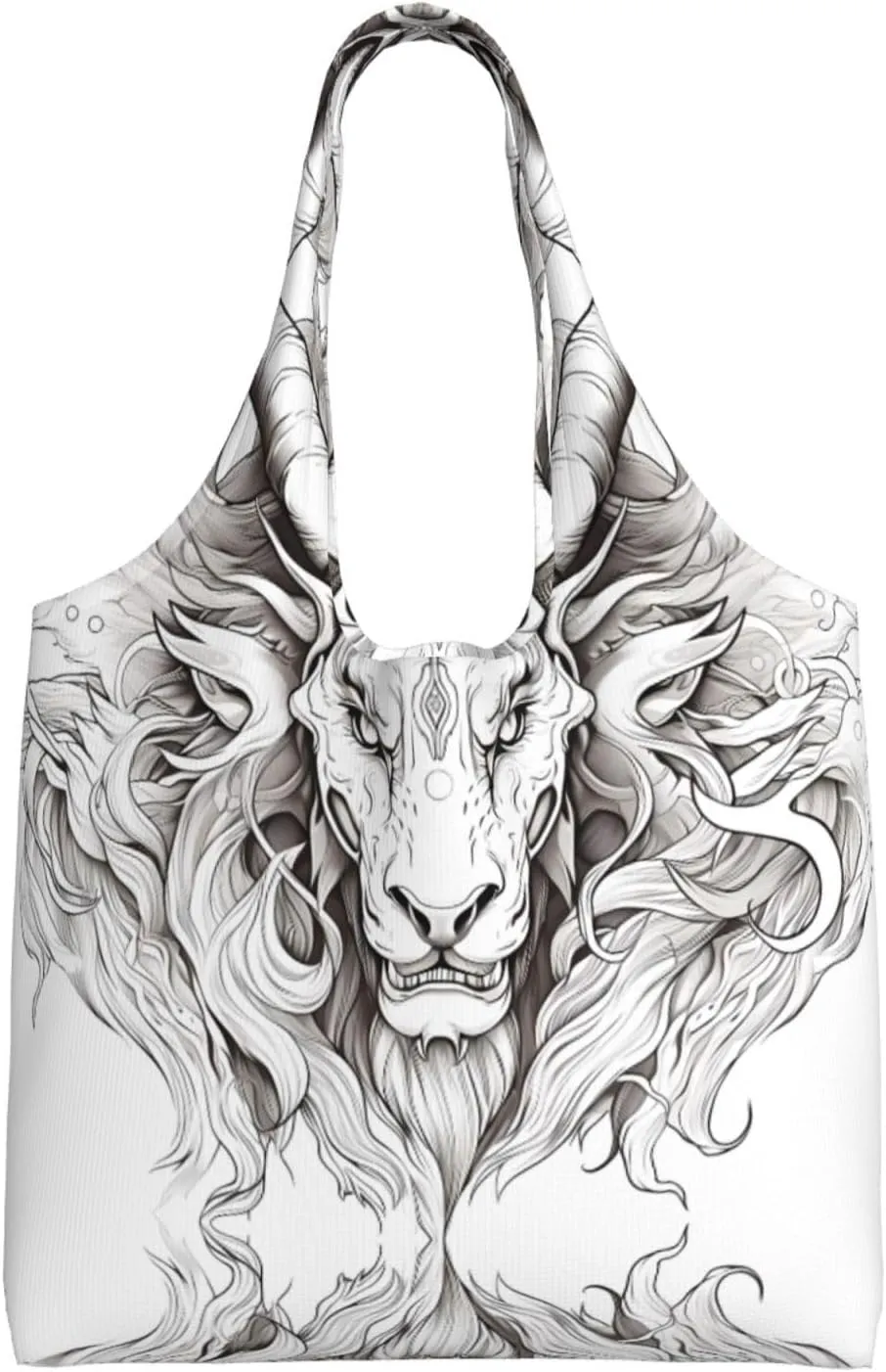 Head of the beast Printed single-shoulder canvas bag, fashionable daily canvas bag, suitable for daily travel and shopping