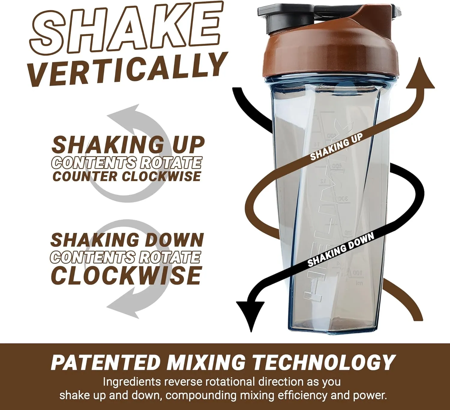 HELIMIX 2.0 Vortex Blender Shaker Bottle Holds upto 28oz | No Blending Ball or Whisk | USA Made | Portable Pre Workout Whey Protein Drink Shaker Cup | Mixes Cocktails Smoothies Shakes | Top Rack Safe