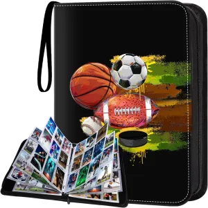 HESTECH Sports Card Binder with Sleeves, 900 Pocket Sports Card Holder for Trading Cards Zipper Book Folder Collector Album 3 Ring Baseball Football Basketball Hockey Soccer Organizer Storage