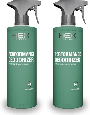 HEX Performance Deodorizing Spray, Unscented, 44oz (Pack of 2) - Awesome for Shoes, Gear, Activewear & Fabrics, Yoga Mats & Gym Equipment, Carpet, Pets, Odor Eliminator & Fabric Refresher Spray