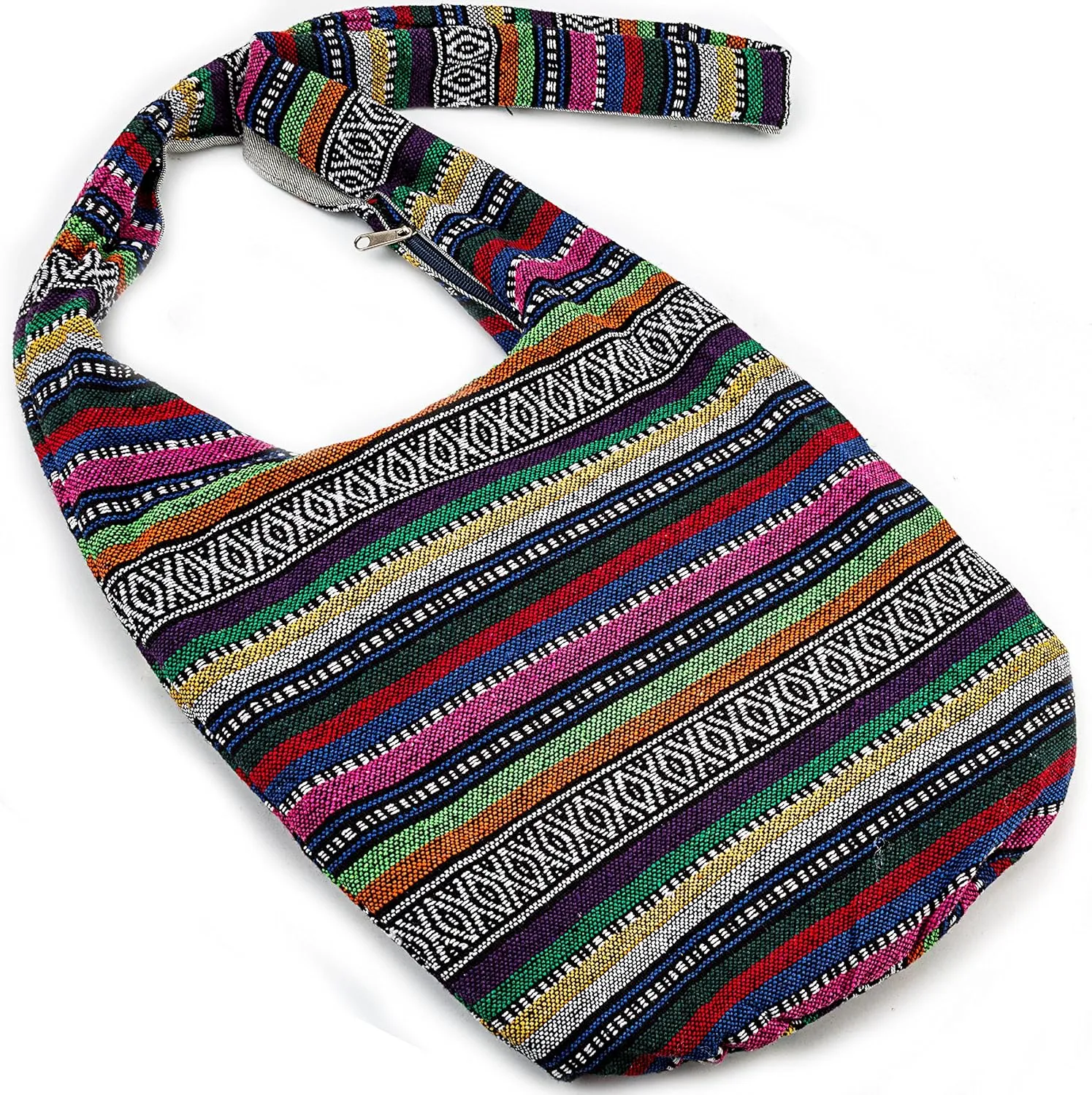Hippie Crossbody Bag Thai Top Zip Hobo Sling Bag Handmade Hipster Messenger Bag