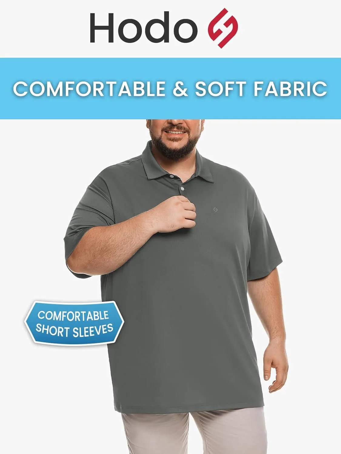 HOdo Big and Tall Mens Polo Shirt Moisture Wicking Sport Golf Shirts 2XL-6XL