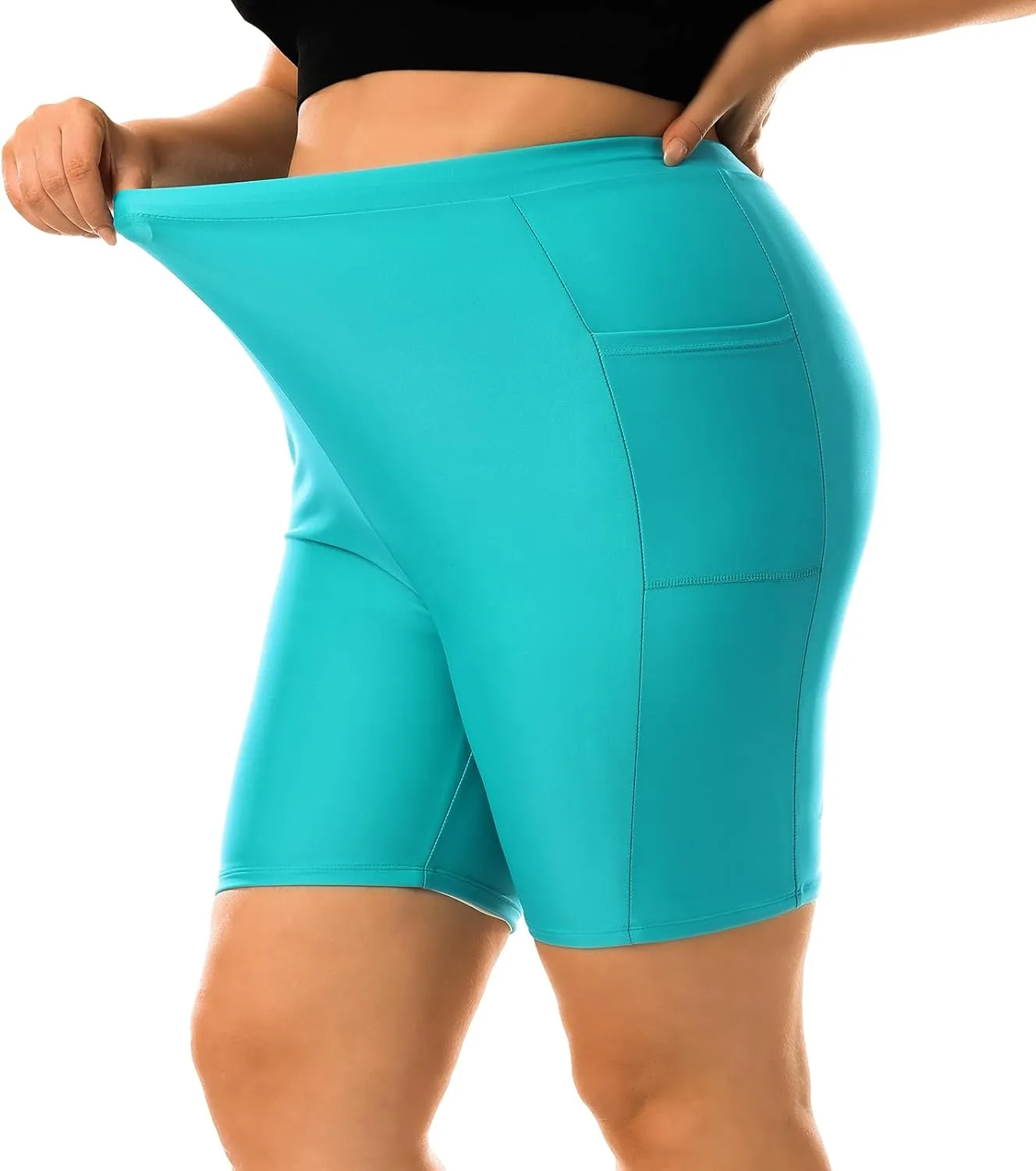 HODOSPORTS Plus Size Women's Swim Shorts with Pockets UPF50  High Waisted Board Shorts Tummy Control Swimsuit Bottoms 1X-6X