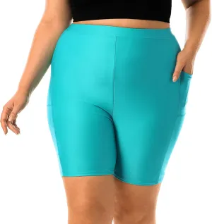 HODOSPORTS Plus Size Women's Swim Shorts with Pockets UPF50  High Waisted Board Shorts Tummy Control Swimsuit Bottoms 1X-6X