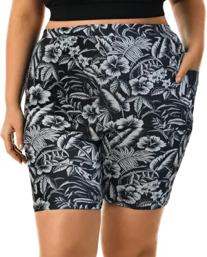 HODOSPORTS Plus Size Women's Swim Shorts with Pockets UPF50  High Waisted Board Shorts Tummy Control Swimsuit Bottoms 1X-6X