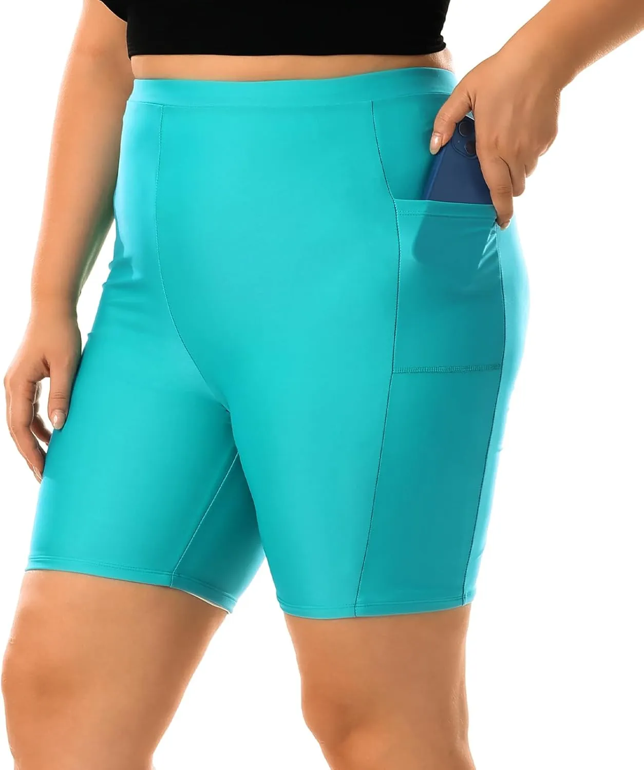 HODOSPORTS Plus Size Women's Swim Shorts with Pockets UPF50  High Waisted Board Shorts Tummy Control Swimsuit Bottoms 1X-6X