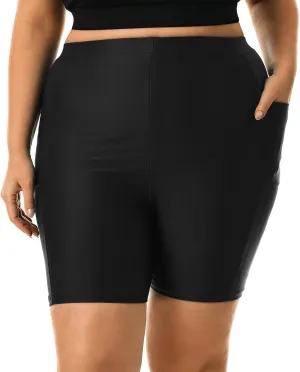 HODOSPORTS Plus Size Women's Swim Shorts with Pockets UPF50  High Waisted Board Shorts Tummy Control Swimsuit Bottoms 1X-6X