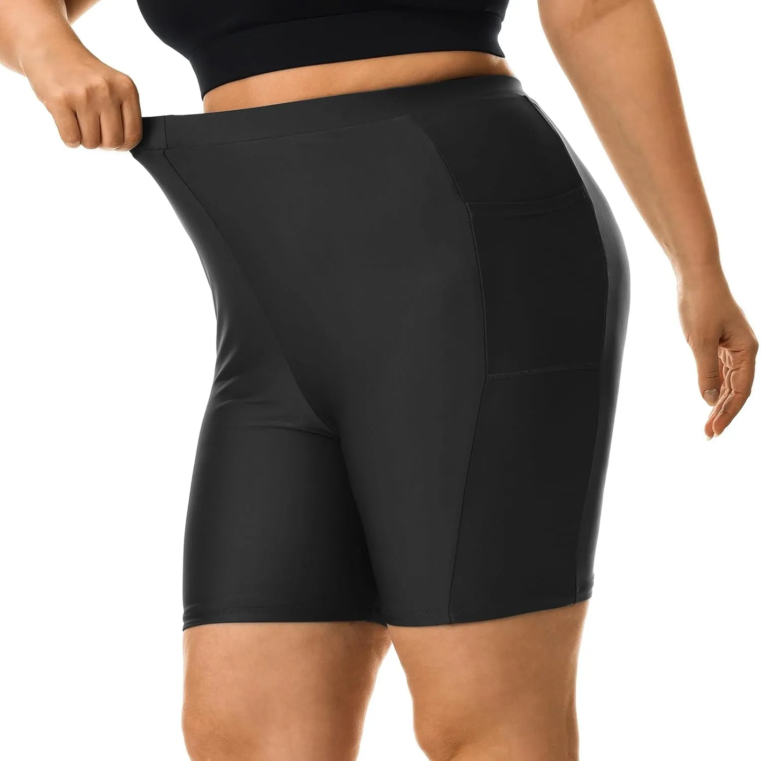HODOSPORTS Plus Size Women's Swim Shorts with Pockets UPF50  High Waisted Board Shorts Tummy Control Swimsuit Bottoms 1X-6X