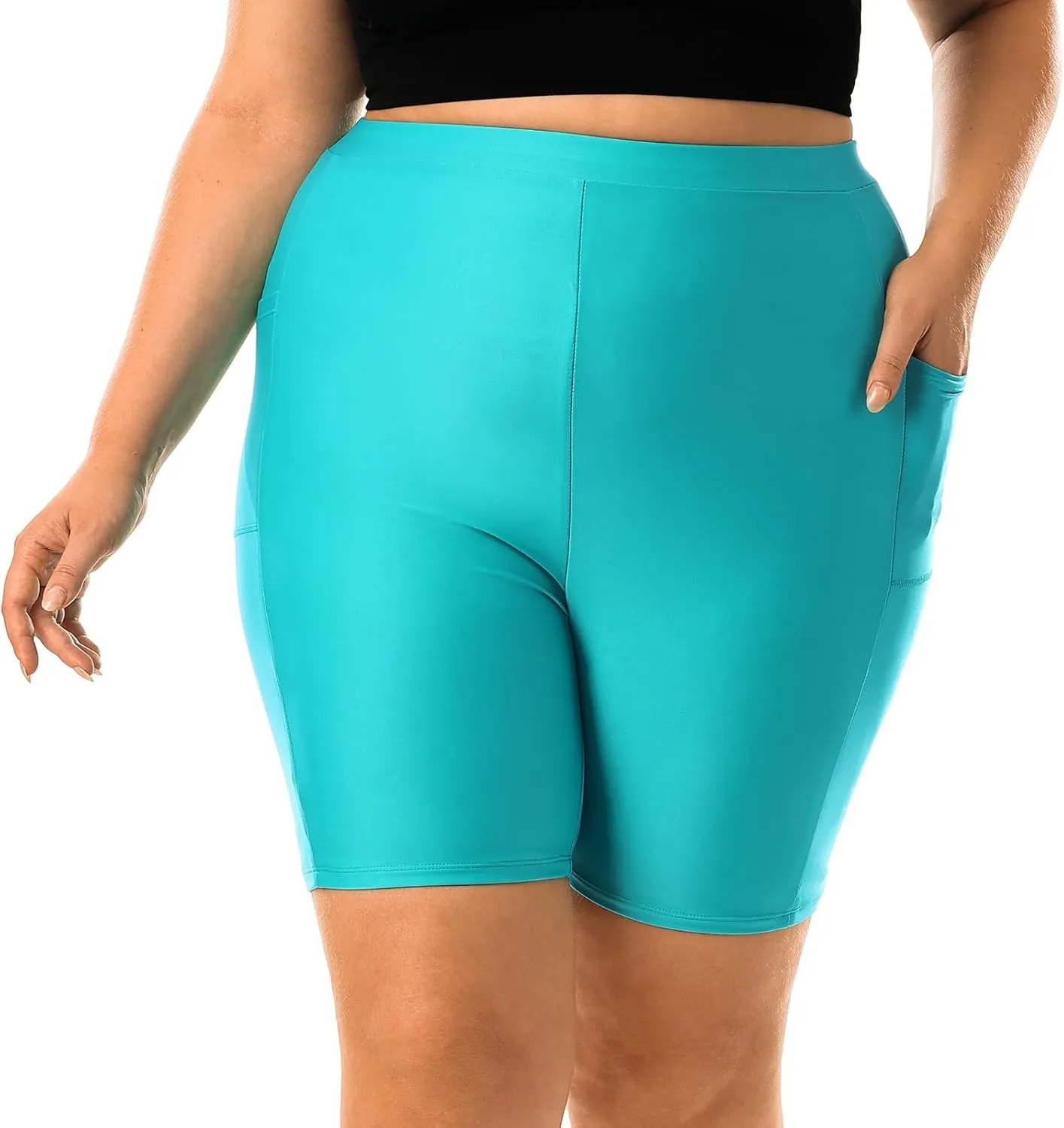 HODOSPORTS Plus Size Women's Swim Shorts with Pockets UPF50  High Waisted Board Shorts Tummy Control Swimsuit Bottoms 1X-6X