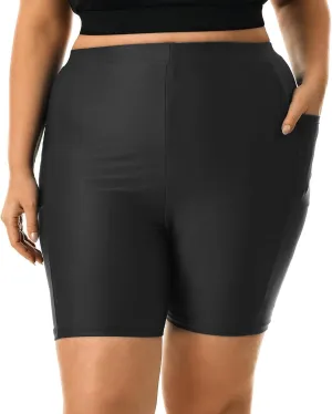 HODOSPORTS Plus Size Women's Swim Shorts with Pockets UPF50  High Waisted Board Shorts Tummy Control Swimsuit Bottoms 1X-6X