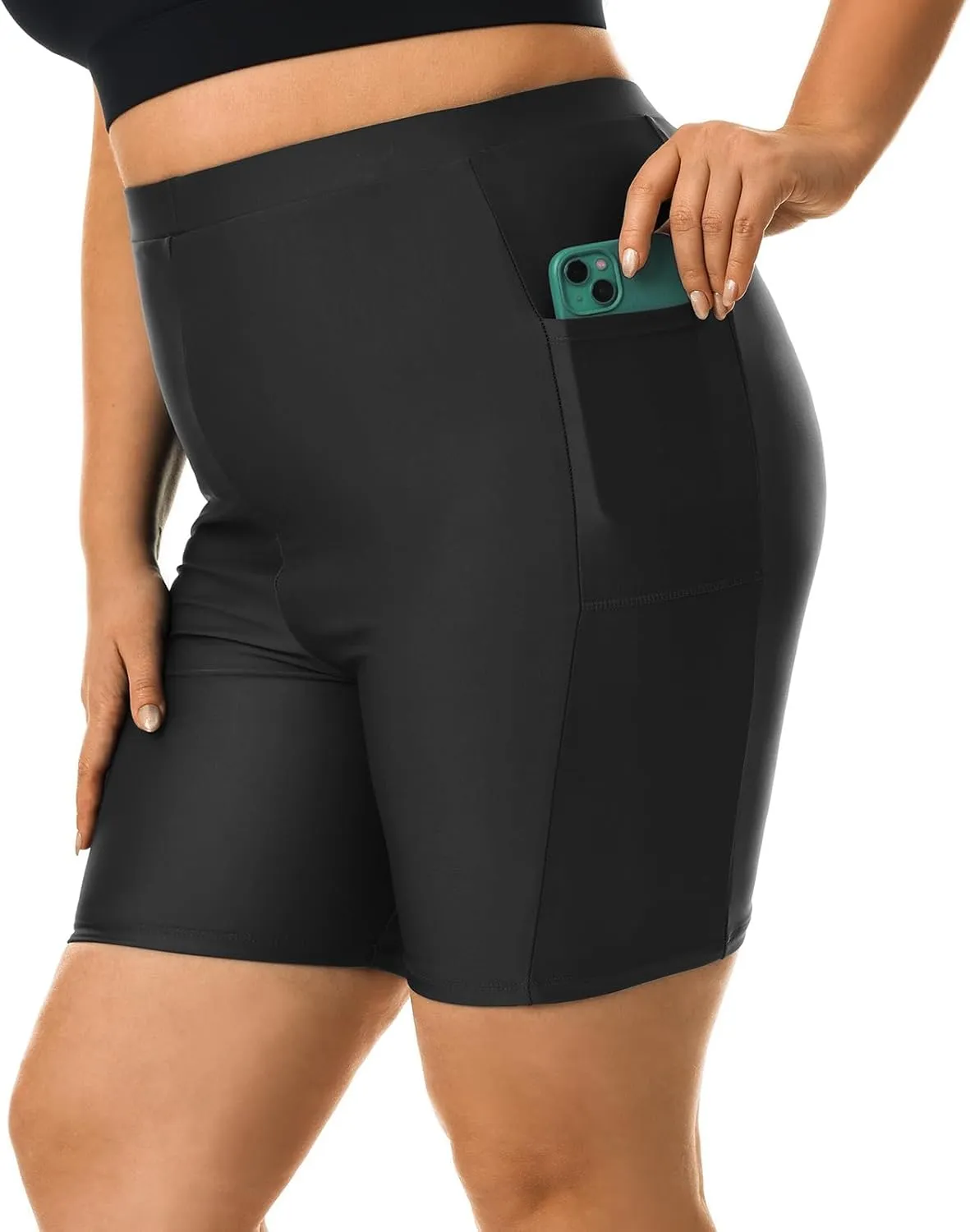 HODOSPORTS Plus Size Women's Swim Shorts with Pockets UPF50  High Waisted Board Shorts Tummy Control Swimsuit Bottoms 1X-6X
