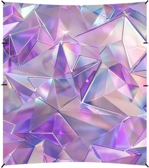 Holographic Shine Pattern Lavender Pattern Beach Tent UPF50  Waterproof Shade Sun Shelter with Sandbags and Shovel for Family Travel
