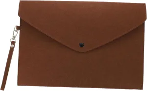 HOMSFOU A4 File Storage Bag Button Closure Felt Document Bag for Travel and Business