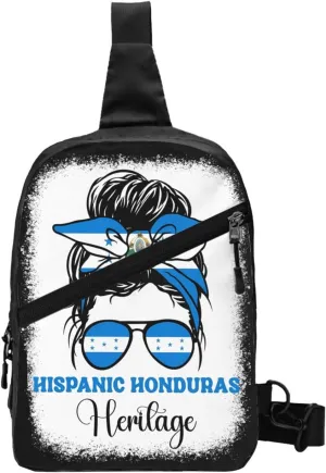 Honduras Flag Hispanic Heritage Month Messy Bun Packable Crossbody Bag Portable Sling Bags Foldable Travel Daypack Reusable Sports Shoulder Backpack Diagonally Chest Bag for Workout