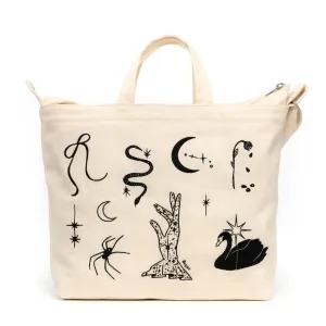 Horizontal Zip Duck Bag: Embroidered Ballet Icons