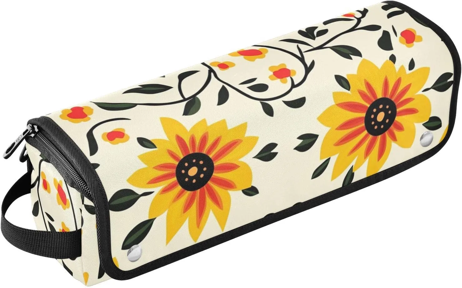 Hot Hair Tools Travel Bag with Heat Resistant Pad Waterproof Portable Open Flat Travel Bag for Flat Irons, Straighteners, Curling Irons, Black-eyed Traditional Mexican Folk Art Travel Bag