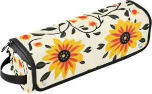 Hot Hair Tools Travel Bag with Heat Resistant Pad Waterproof Portable Open Flat Travel Bag for Flat Irons, Straighteners, Curling Irons, Black-eyed Traditional Mexican Folk Art Travel Bag