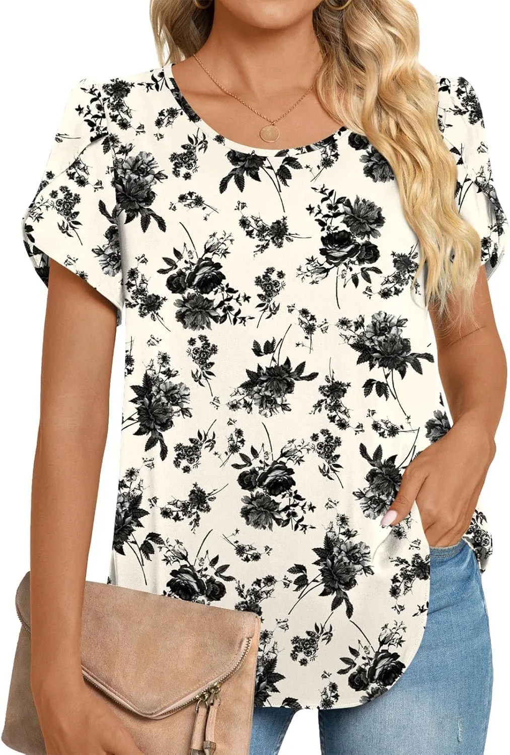HOTGIFT Women Tops 2025 Summer Short Sleeve Chiffon T Shirts Blouse M-3XL