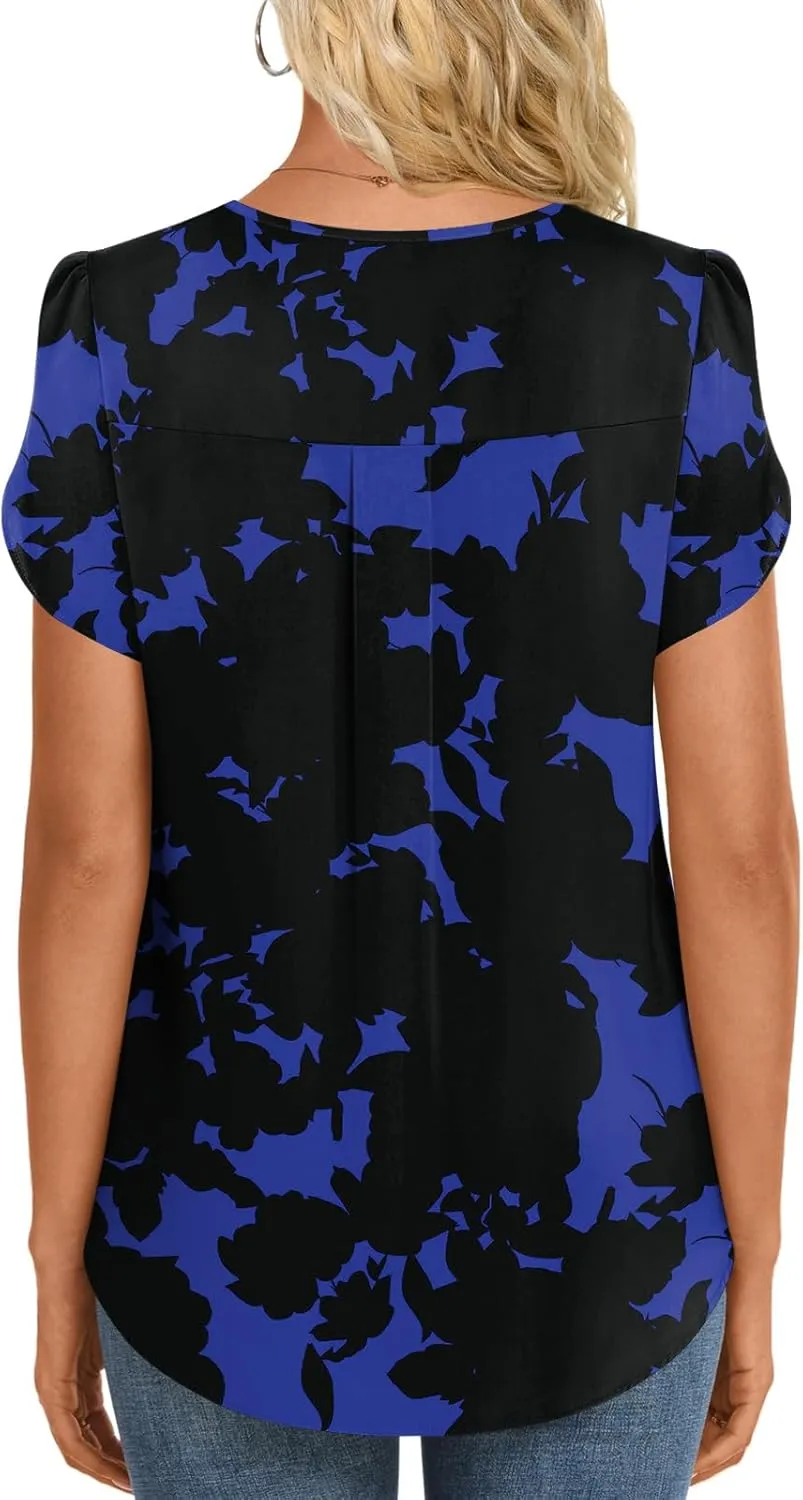 HOTGIFT Women Tops 2025 Summer Short Sleeve Chiffon T Shirts Blouse M-3XL