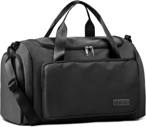 HOTOR Gym Bag for Men and Women - Travel Duffle Bag with Shoe Compartment and Waterproof Pocket, Carry on Luggage with Trolley Sleeve for Sports, Weekend Trips, Large, Black, 22.6" × 11.3" × 13.6"