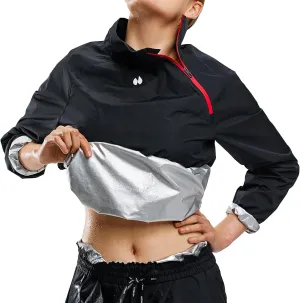 HOTSUIT Sauna Suit for Women Boxing Sauna Jacket Women Anti Rip Workout Sweat Suit for Gym, Black, M