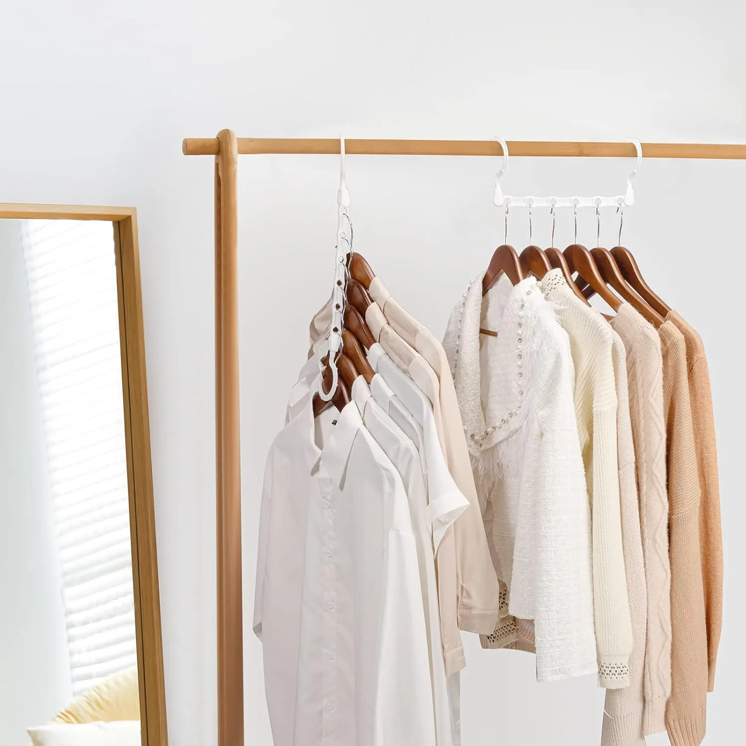 HOUSE DAY Space Saving White Plastic Clothes Hangers, 20 Pack, Multi-Use Closet Organizer, Ideal for College Dorms and Small Apartments