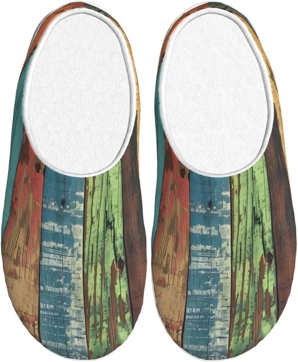 House Slippers for Woman Men Colorful Retro Rustic Wooden Texture Comfy Flannel Women's Slippers Non Slip Home Slippers Shoes