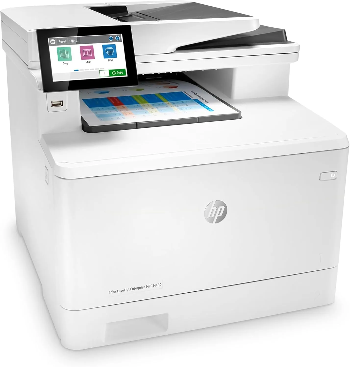 HP Color LaserJet Enterprise M480f Multifunction Duplex Printer, Print, scan, copy, Fast speeds, Easy setup, Advanced security, Best for small teams, Ethernet/USB only (3QA55A)