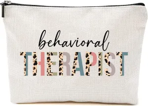 HTDesigns Behavioral Therapist Cosmetics Bag - Leopard Behavioral Therapist Makeup Bag - Gift For Behavioral Therapist - Behavioral Therapist Birthday Gift - Cosmetic Travel Pouch Bag