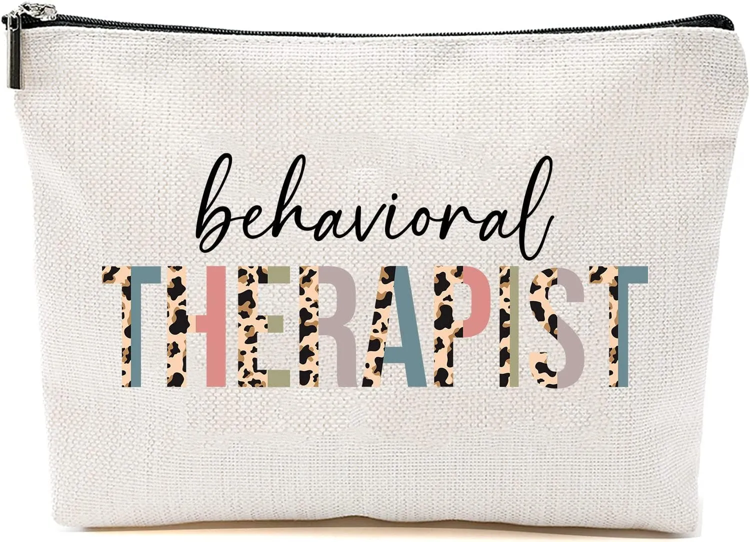 HTDesigns Behavioral Therapist Cosmetics Bag - Leopard Behavioral Therapist Makeup Bag - Gift For Behavioral Therapist - Behavioral Therapist Birthday Gift - Cosmetic Travel Pouch Bag