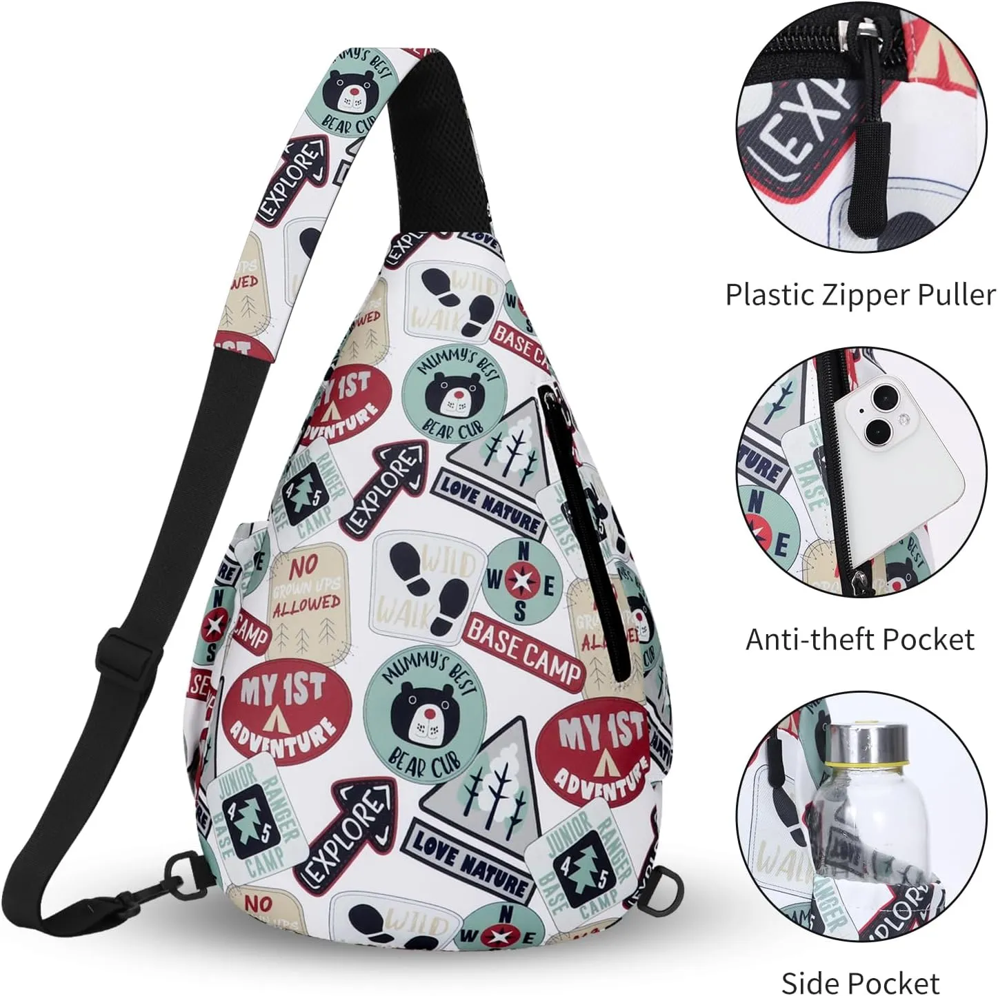 HUA ANGEL Crossbody Sling Bag for Men & Women Lightweight Waterproof Chest Shoulder Bag for Travel Hiking & Everyday Use