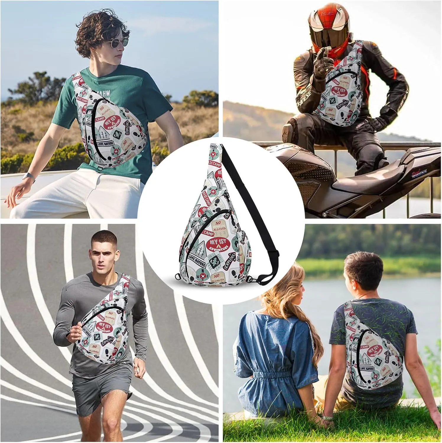 HUA ANGEL Crossbody Sling Bag for Men & Women Lightweight Waterproof Chest Shoulder Bag for Travel Hiking & Everyday Use