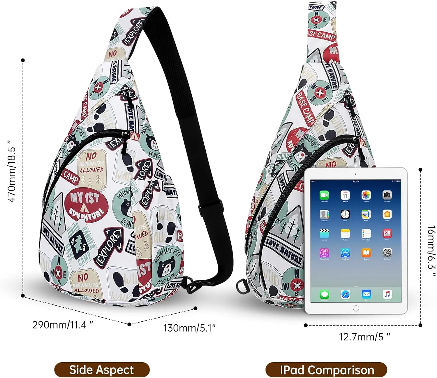 HUA ANGEL Crossbody Sling Bag for Men & Women Lightweight Waterproof Chest Shoulder Bag for Travel Hiking & Everyday Use