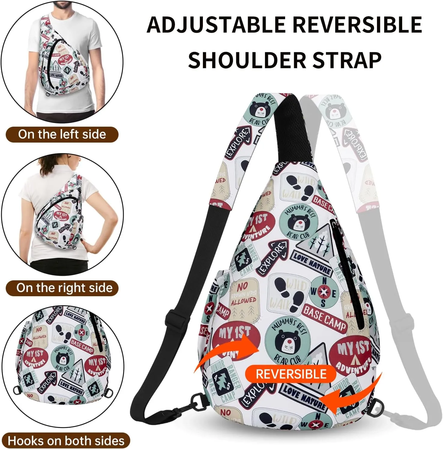 HUA ANGEL Crossbody Sling Bag for Men & Women Lightweight Waterproof Chest Shoulder Bag for Travel Hiking & Everyday Use