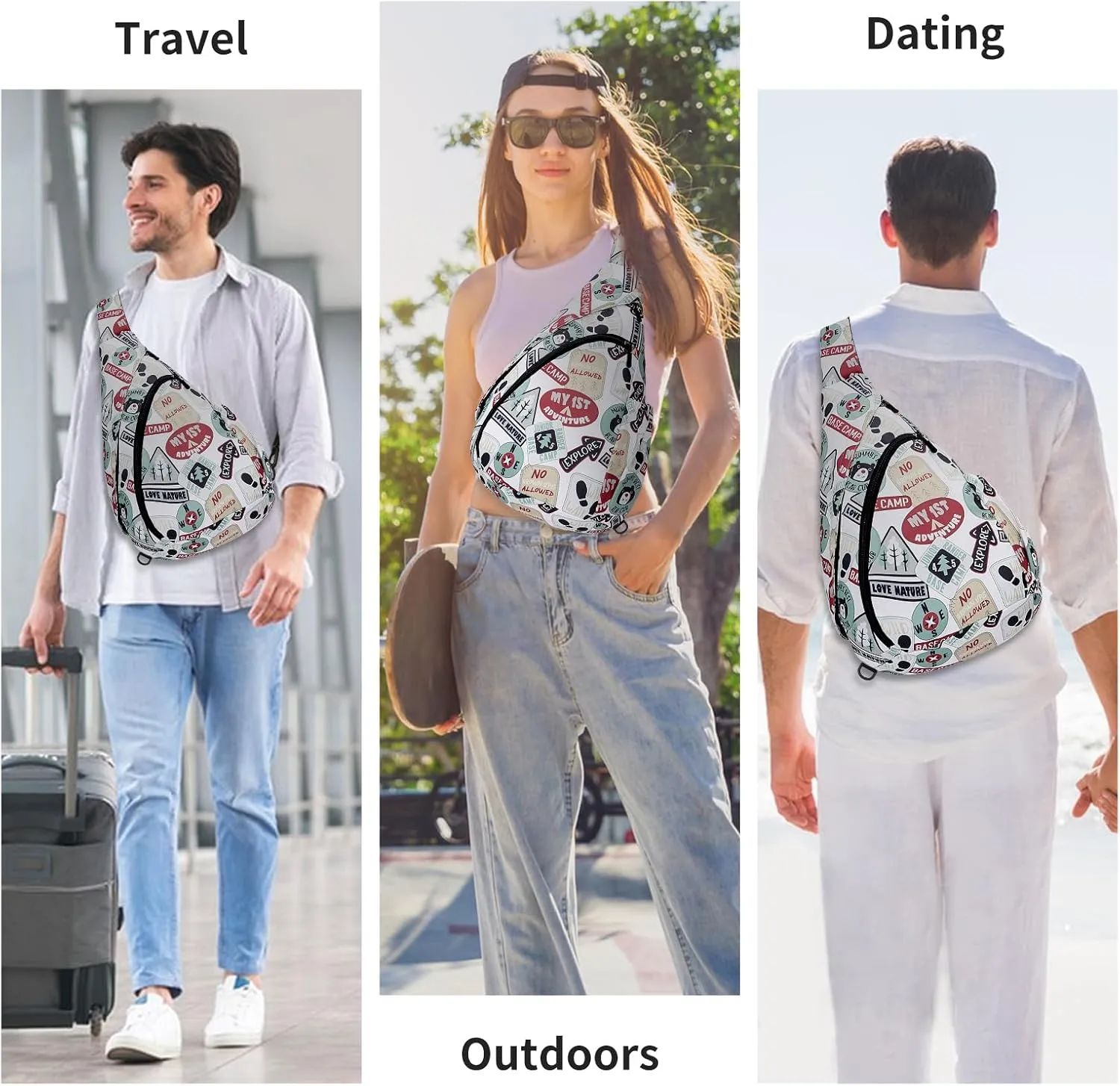 HUA ANGEL Crossbody Sling Bag for Men & Women Lightweight Waterproof Chest Shoulder Bag for Travel Hiking & Everyday Use