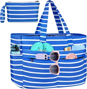 HUANLANG Extra Large Beach Bag Waterproof Beach Totes Bags for Women Men,Pool Bag with Zipper Wet Pocket
