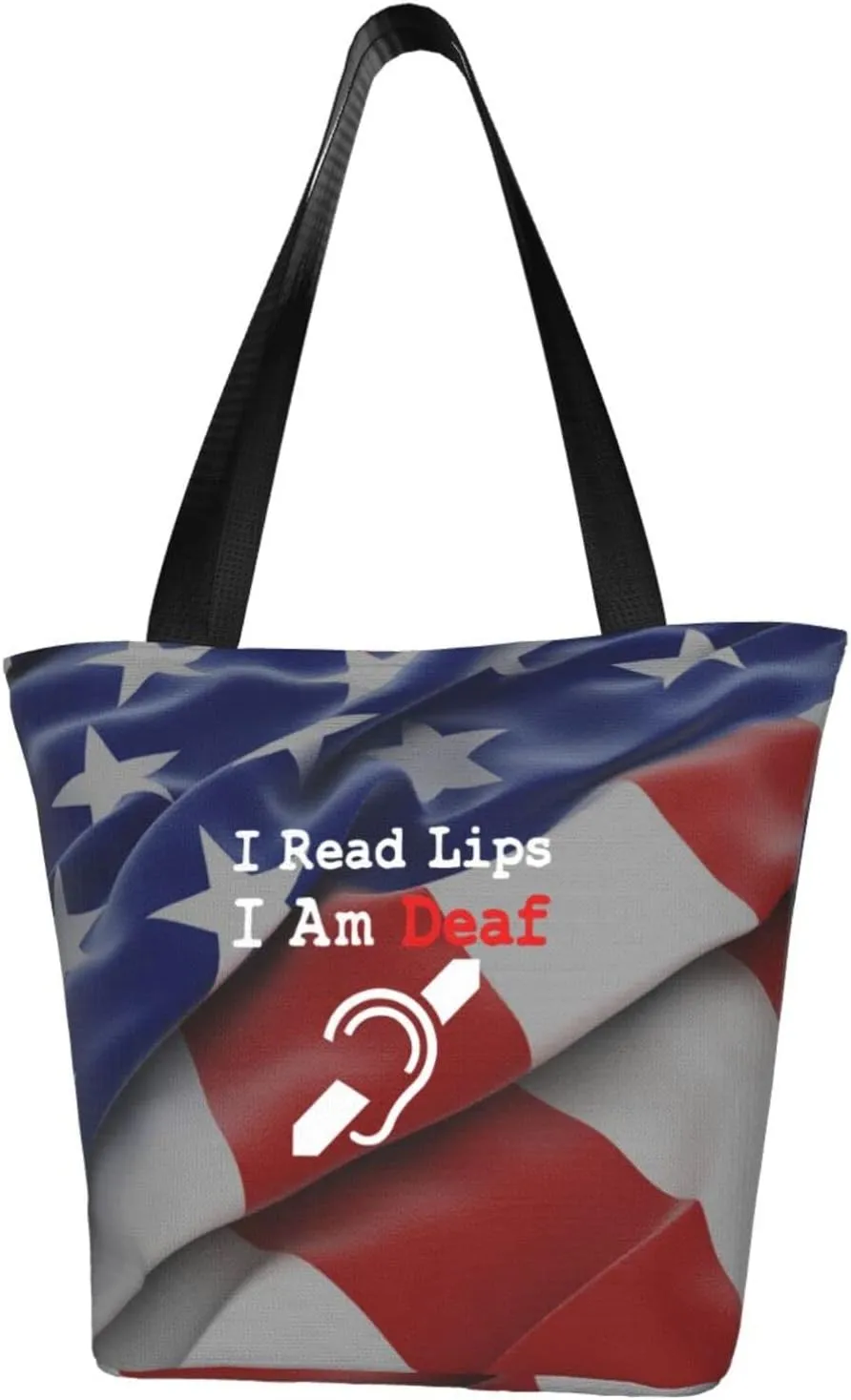 I Am Deaf I Read Lips Women'S Casual One Shoulder Carry Shopping Bag Large Capacity Working Storage Handbag