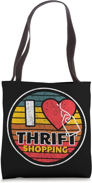 I Love Thrift Shopping Vintage Retro Style Tote Bag