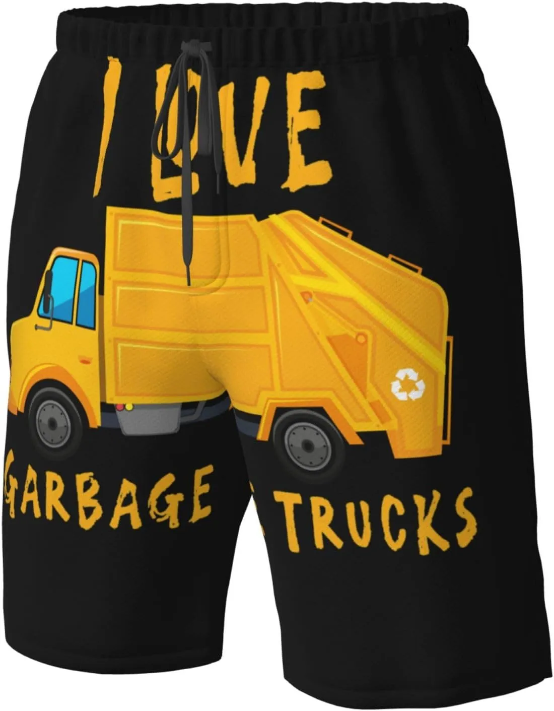 I Love Trash Garbage Trucks Mens Swim Trunks Quick Dry Summer Beach Shorts
