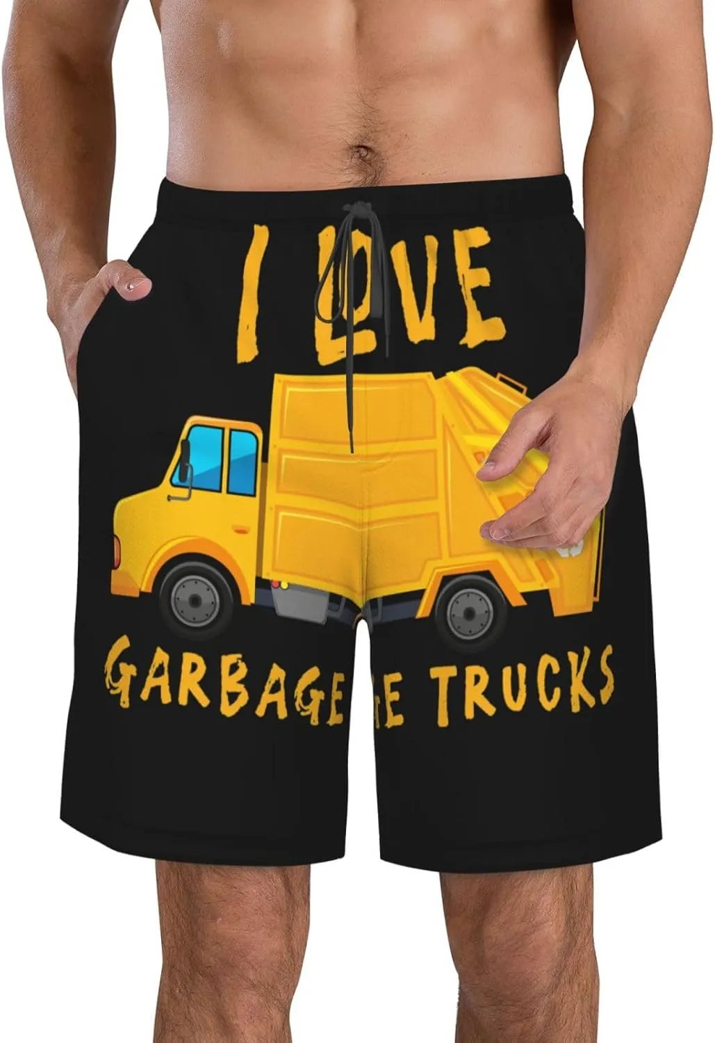 I Love Trash Garbage Trucks Mens Swim Trunks Quick Dry Summer Beach Shorts