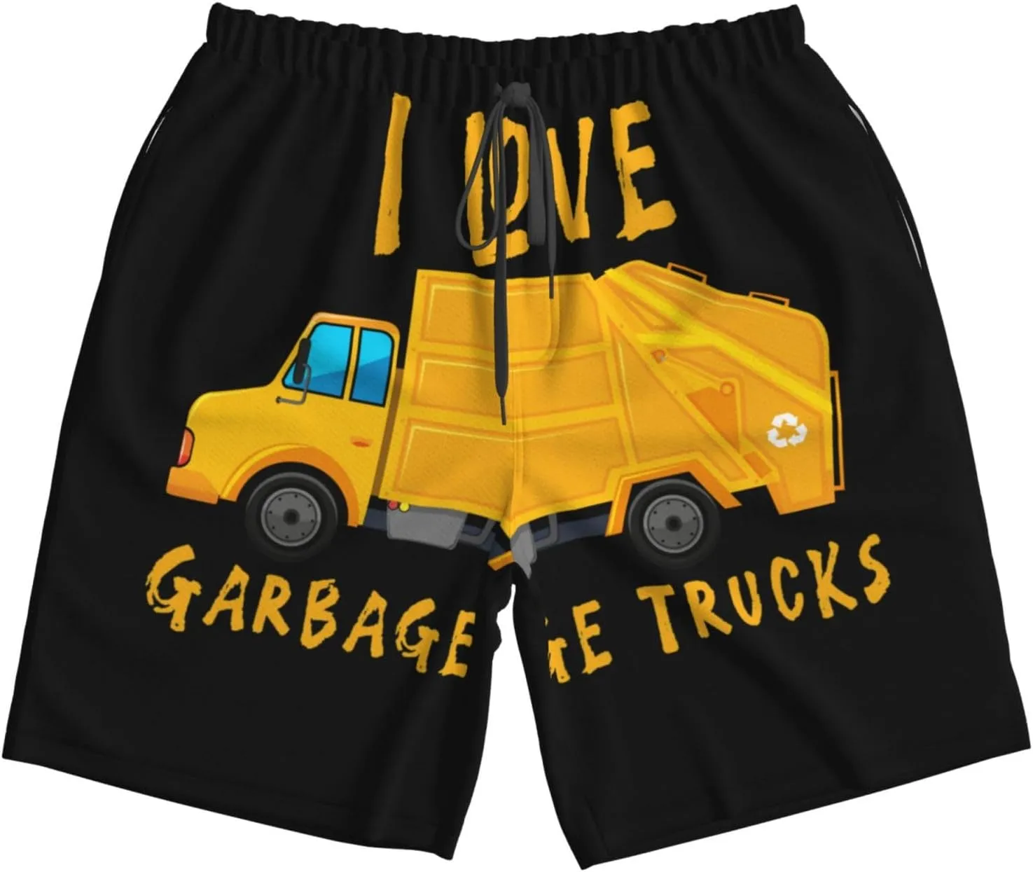 I Love Trash Garbage Trucks Mens Swim Trunks Quick Dry Summer Beach Shorts