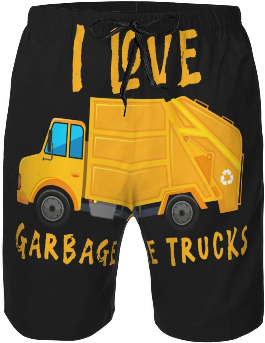 I Love Trash Garbage Trucks Mens Swim Trunks Quick Dry Summer Beach Shorts