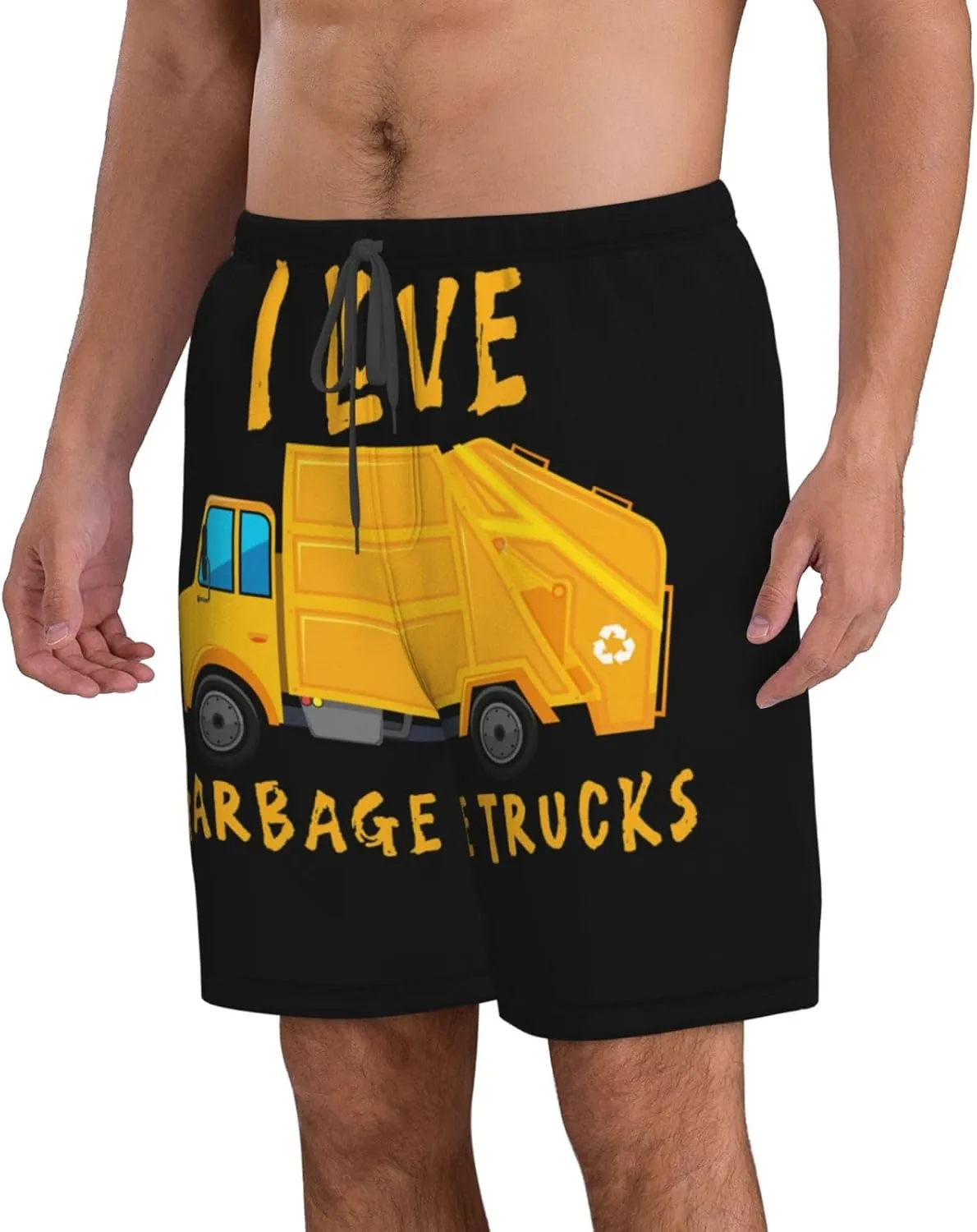 I Love Trash Garbage Trucks Mens Swim Trunks Quick Dry Summer Beach Shorts