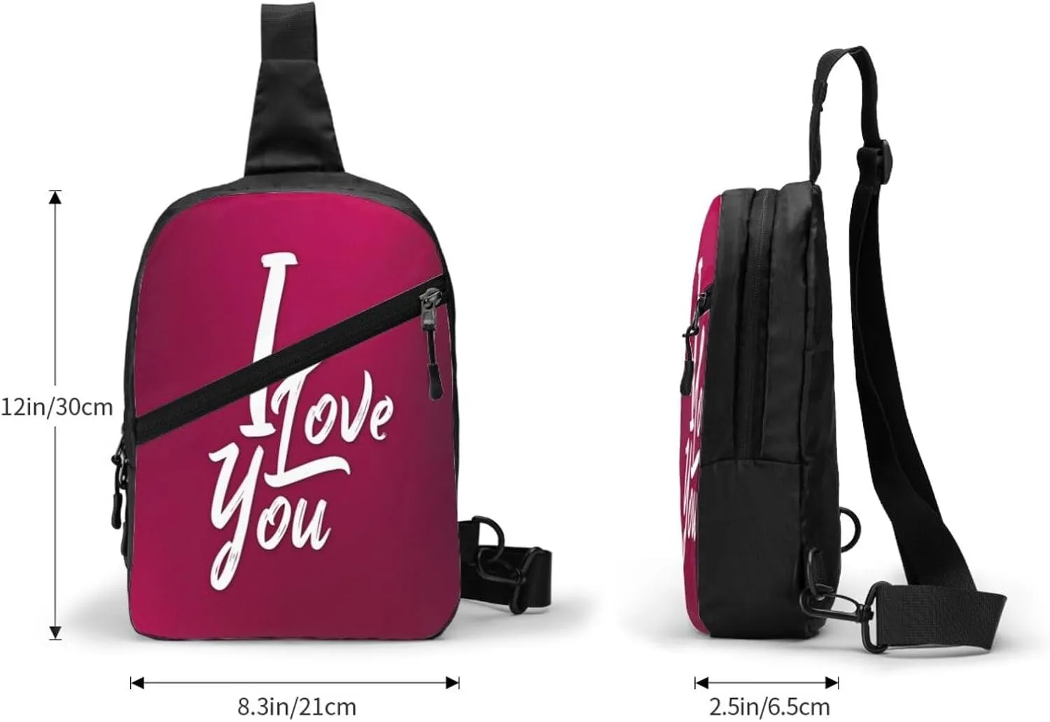 I Love You 1 Sling Bag for Men Women, Small Crossbody Sling Backpack Shoulder Chest Bag, Anti Theft Travel Hiking Sports