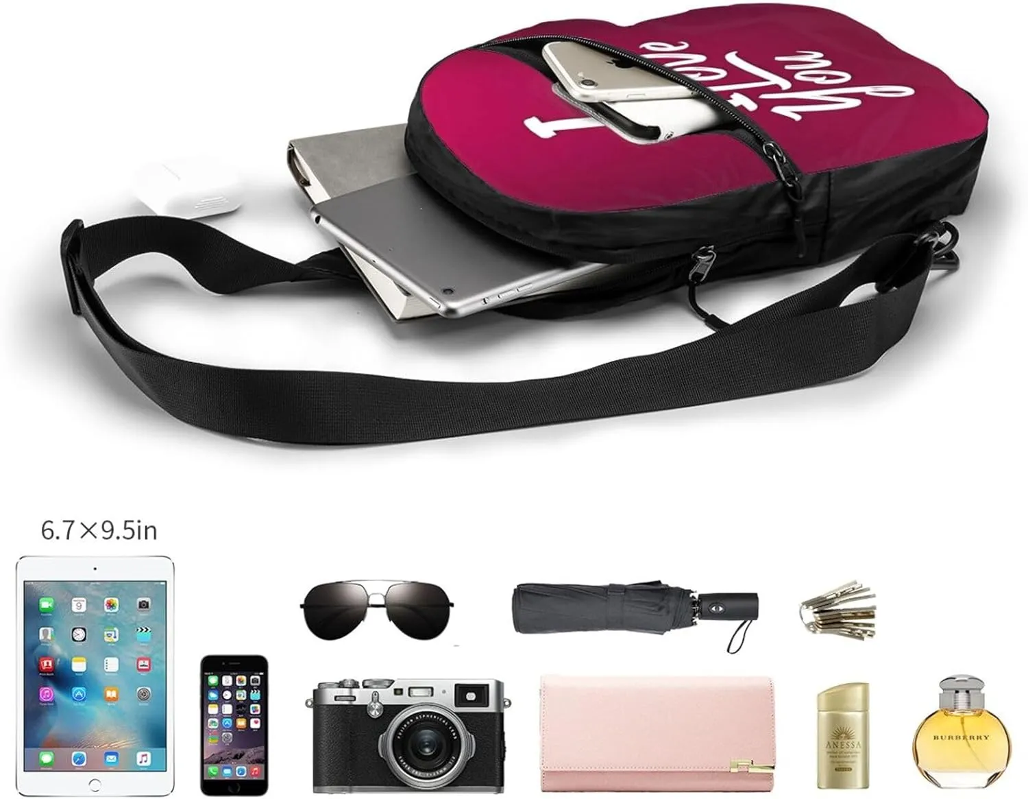 I Love You 1 Sling Bag for Men Women, Small Crossbody Sling Backpack Shoulder Chest Bag, Anti Theft Travel Hiking Sports