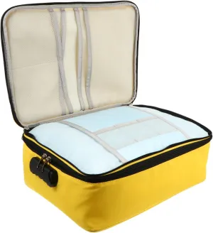 Id Card Holder for Travel Large Capacity Storage Pouch Business Trip Bag with Zipper Lock