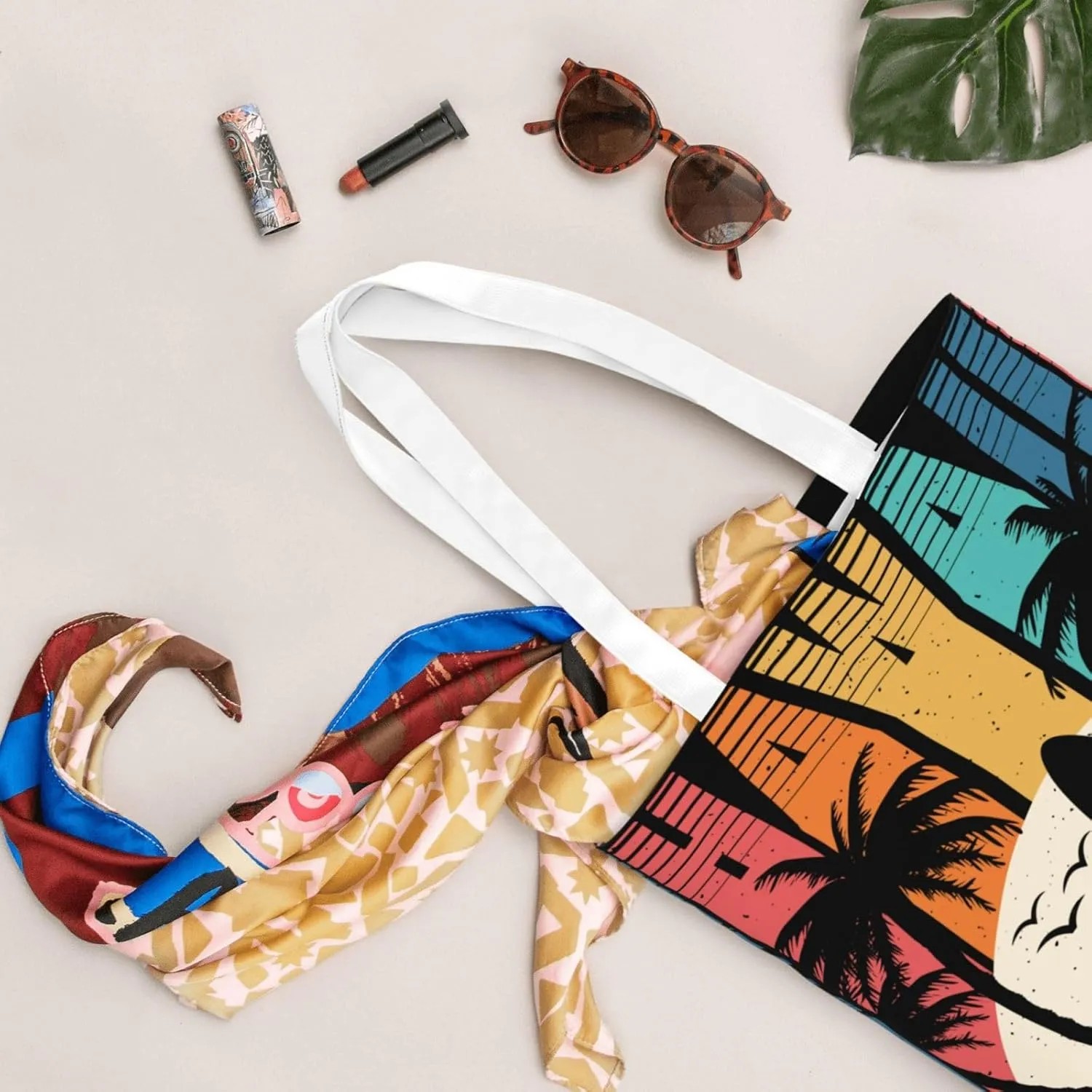 I'd Rather Be In Hawaii Canvas Tote Bag for Women Reusable Grocery Shoulder Bags Shopping Handbags