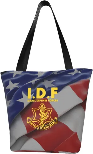 IDF Israel Defense Forces Women'S Casual One Shoulder Carry Shopping Bag Large Capacity Working Storage Handbag