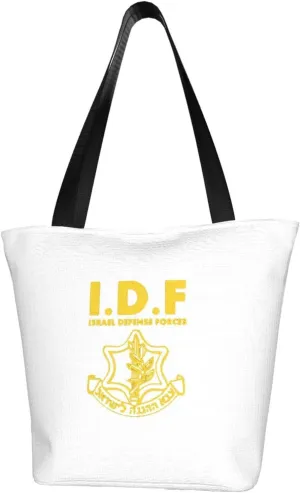 IDF Israel Defense Forces Women'S Casual One Shoulder Carry Shopping Bag Large Capacity Working Storage Handbag