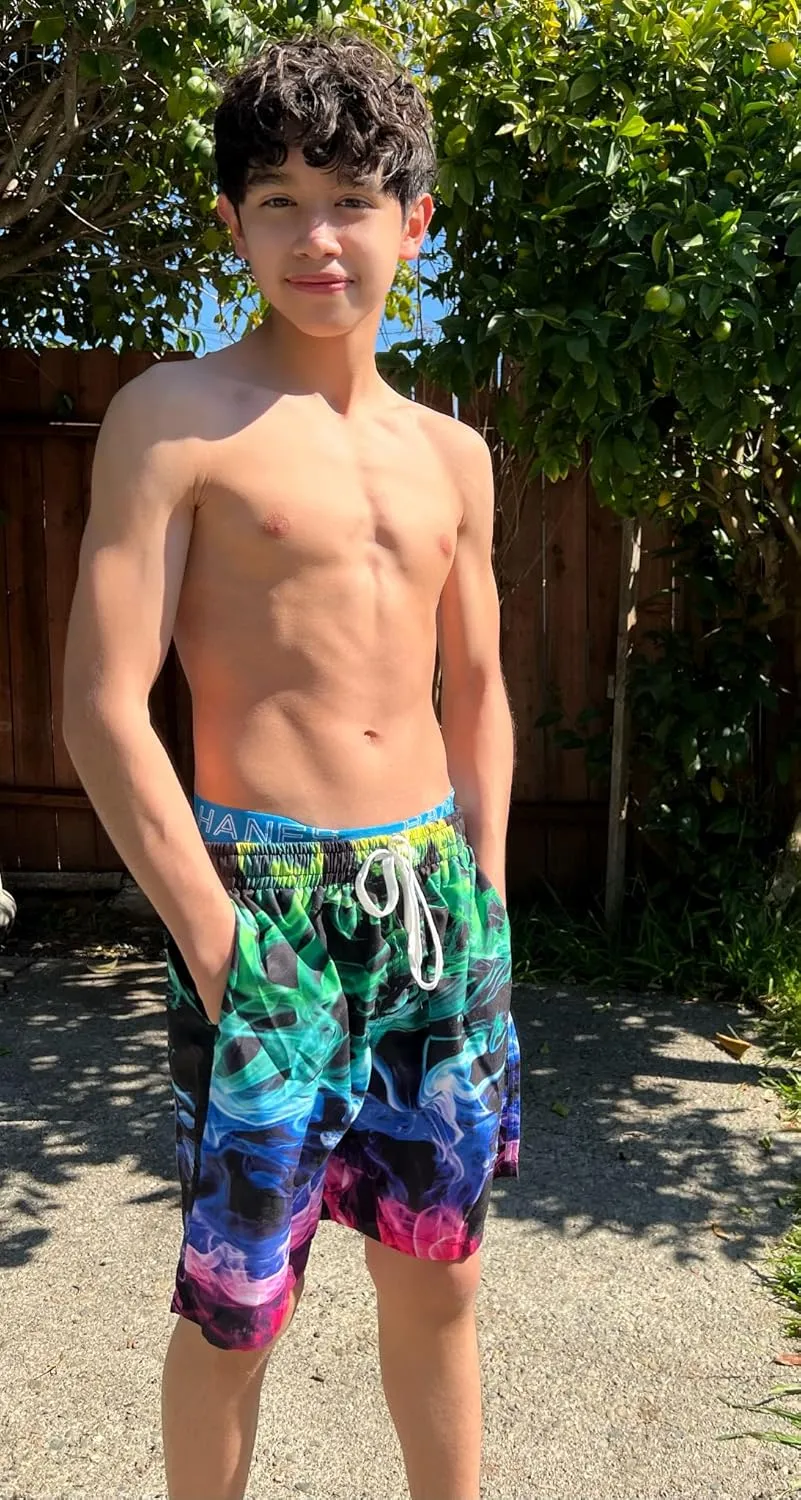 Idgreatim Teens Boys Swim Trunks Quick Dry Beach Swimwear UPF 50  Board Shorts with Mesh Lining 6-14 Years